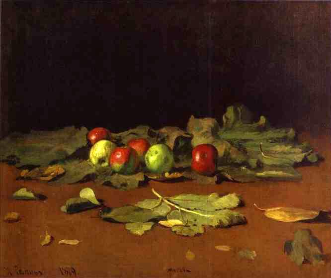 "Apples & Leaves" by Ilya Repin (1844-1930) Ukrainian-Russian Realist Painter