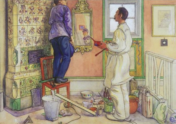 “My Friends, The Carpenter & The Painter” by Carl Larsson (1853-1919) Swedish Painter & Interior Designer