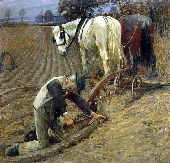 “The Last Furrow” by Henry Herbert La Thangue (1859–1929) English Realist Rural Landscape Painter