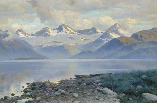 “The Lake in Mountains” by Konstantin Kryzhitsky (1858-1911) Ukrainian Painter