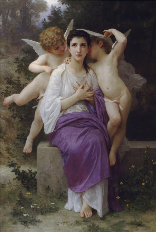 "The Awakening of the Heart" by William-Adolphe Bouguereau (1825–1905) French Academic Painter