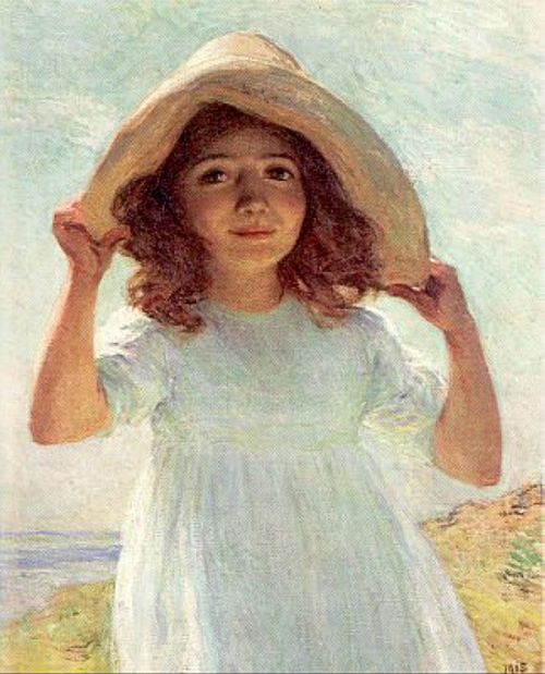 “Child in Sunlight” by Willard Metcalf (1858-1925) American Painter WillardMetcalf.childsunlight